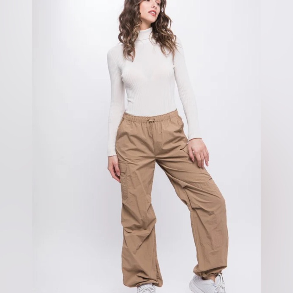 LOVE TREE White Linen Parachute/ Cargo Pants